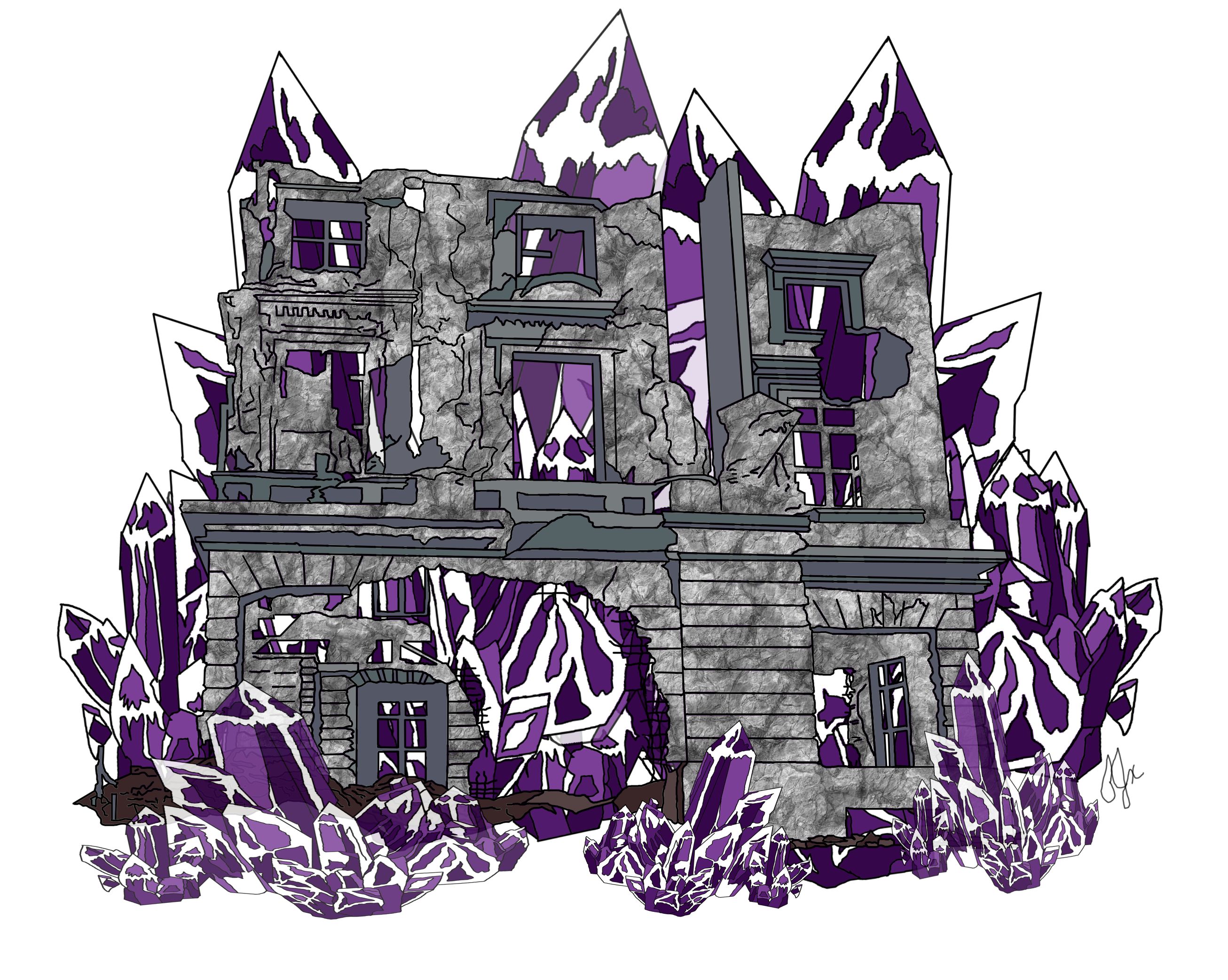 Crystal Clusters in Ruined Building